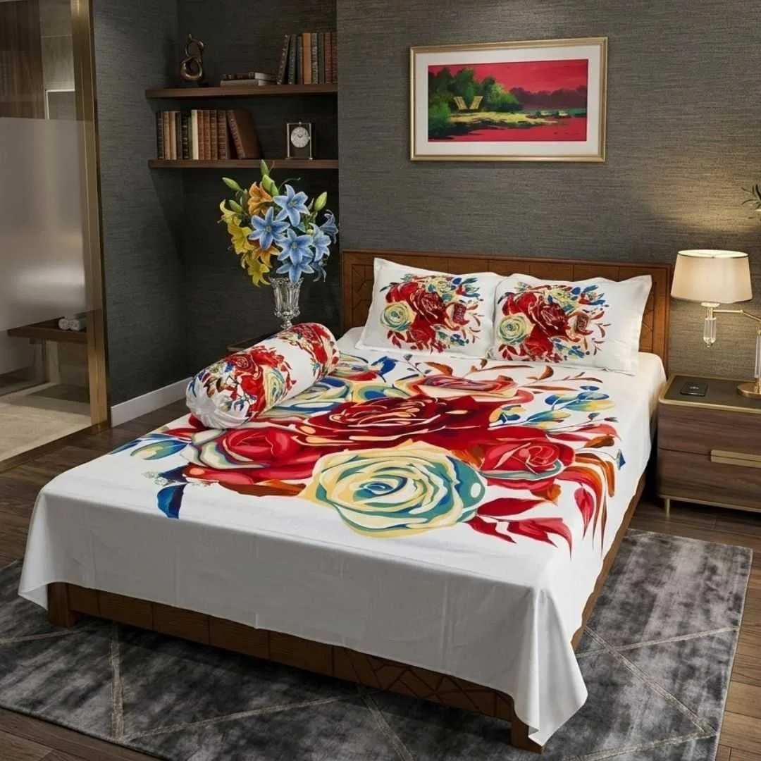 Luxury King size Bed Sheet with Matching Pillow covers