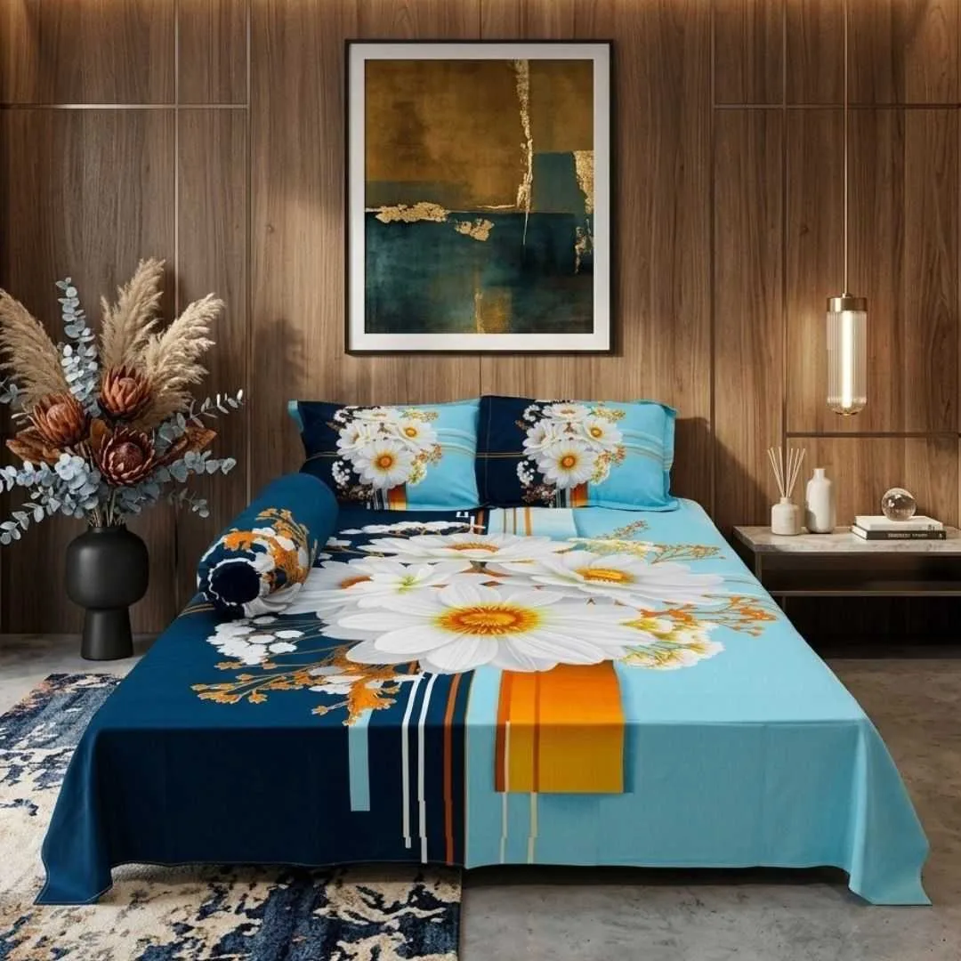 Luxury King size Bed Sheet with Matching Pillow covers