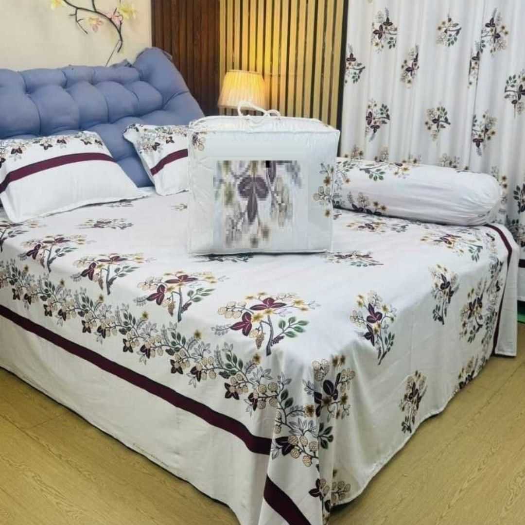 Premium Quality Twill Cotton Comforter 5 Pcs Set