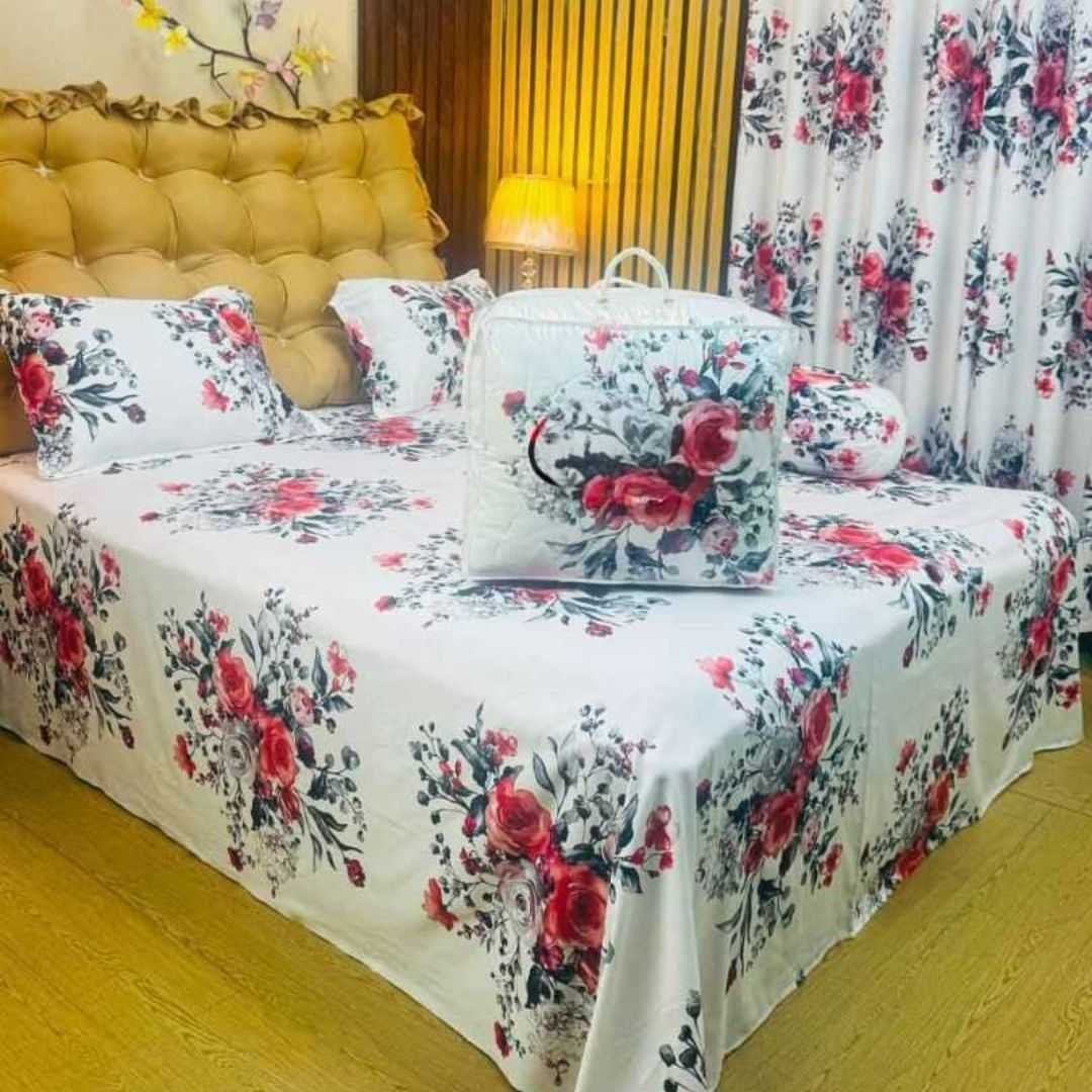 Premium Quality Twill Cotton Comforter 5 Pcs Set