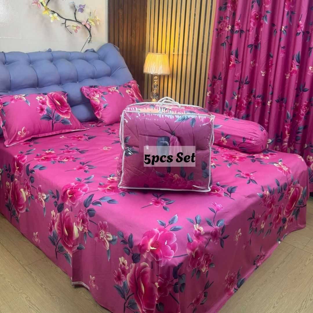 Premium Quality Twill Cotton Comforter 5 Pcs Set