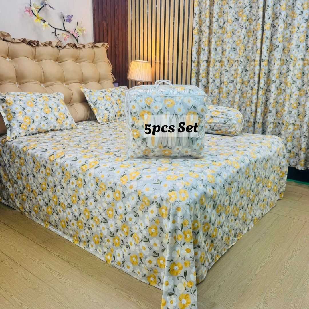 Premium Quality Twill Cotton Comforter 5 Pcs Set
