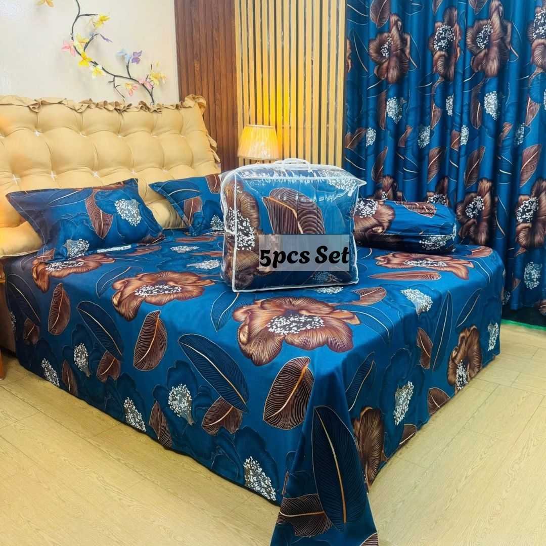Premium Quality Twill Cotton Comforter 5 Pcs Set