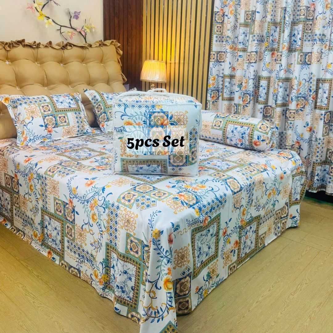 Premium Quality Twill Cotton Comforter 5 Pcs Set