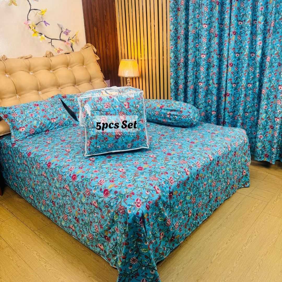 Premium Quality Twill Cotton Comforter 5 Pcs Set