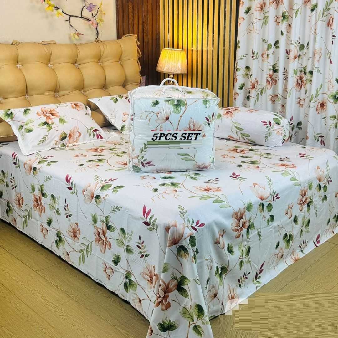 Premium Quality Twill Cotton Comforter 5 Pcs Set