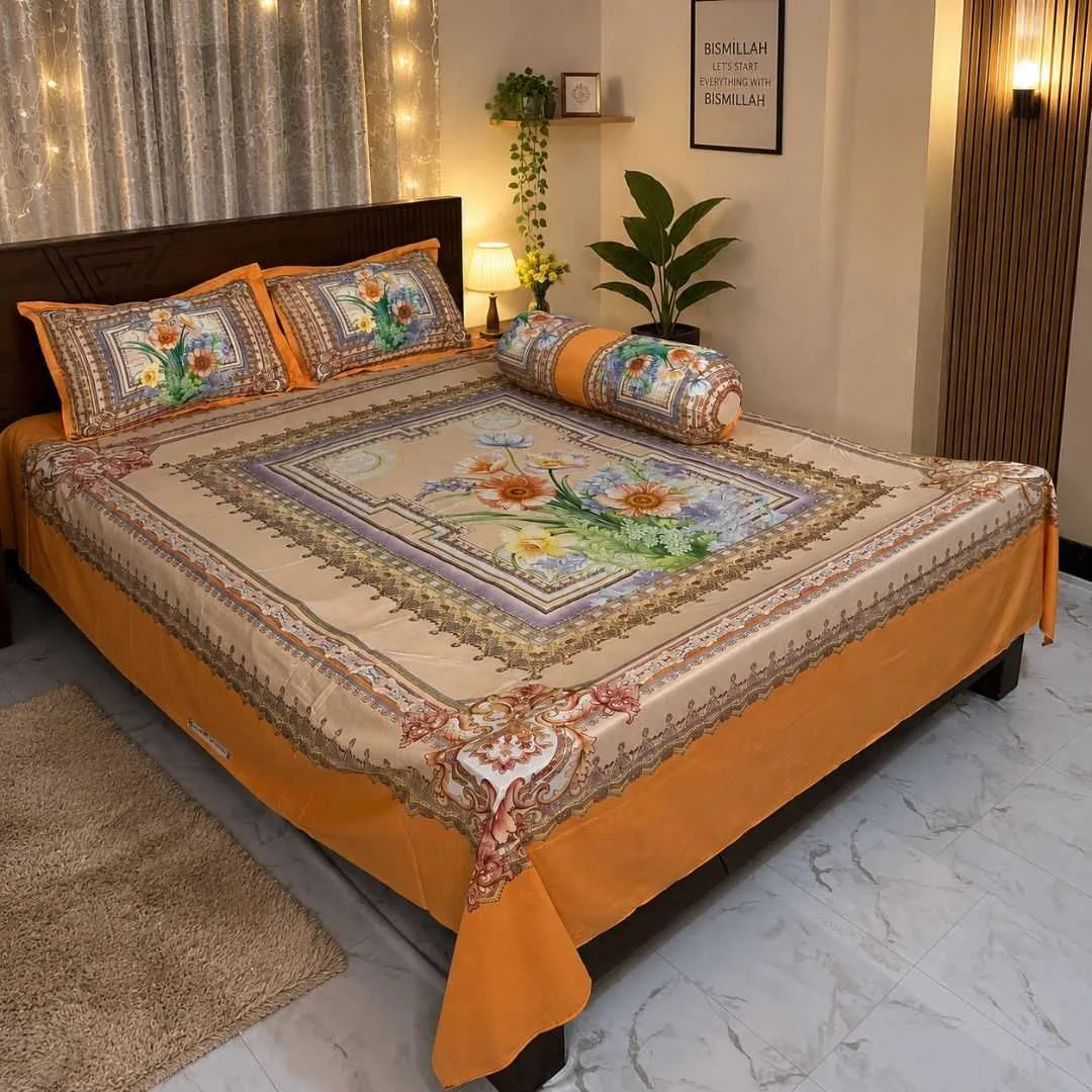 Luxury King size Bed Sheet with Matching Pillow covers